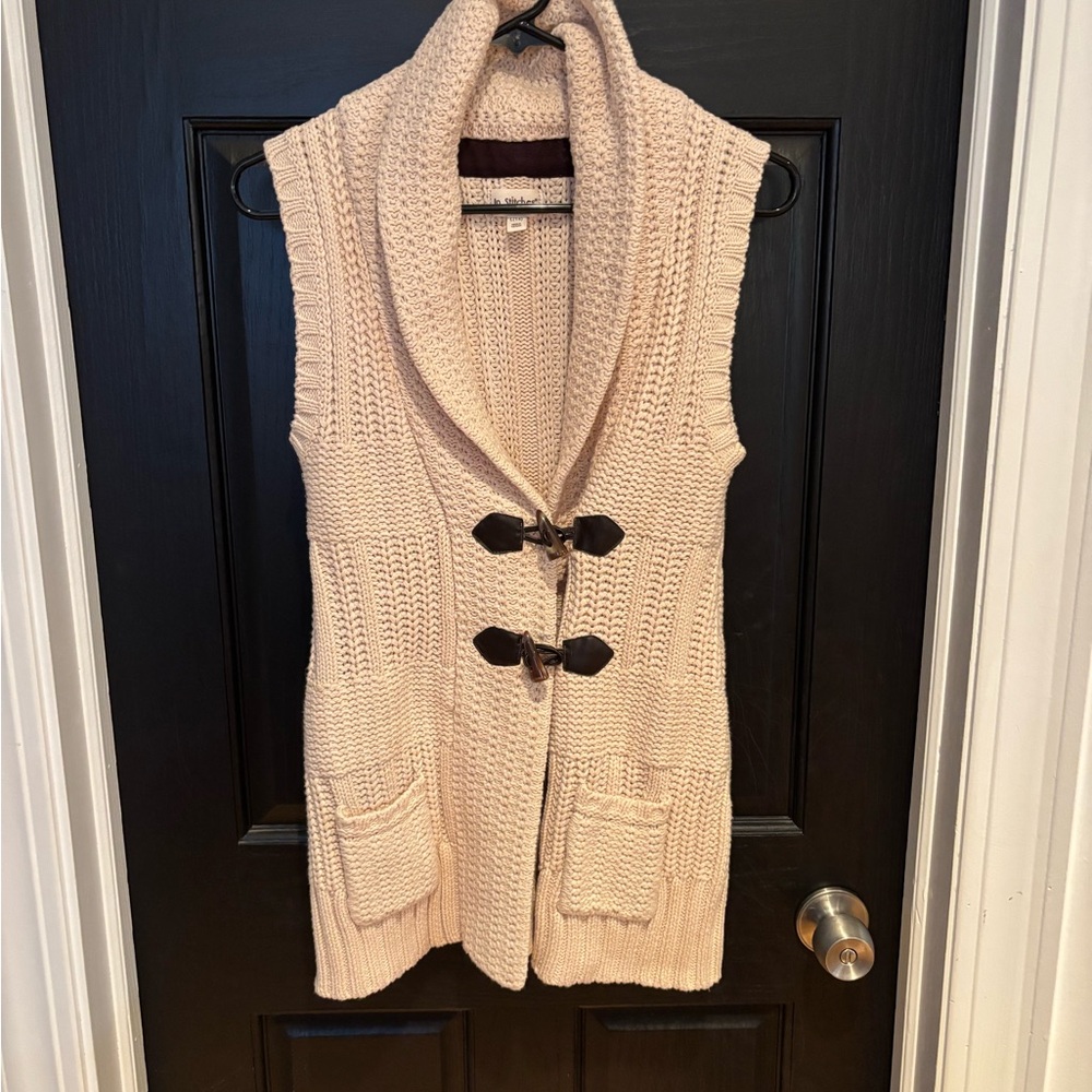 Stitches Cream Cardigan with Shawl Collar and Decorative Toggles